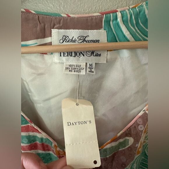 Rickie Freeman for Teri Jon Nites Vintage 80s Silk Sequin Blazer Size 14 FLAWED - Picture 2 of 9